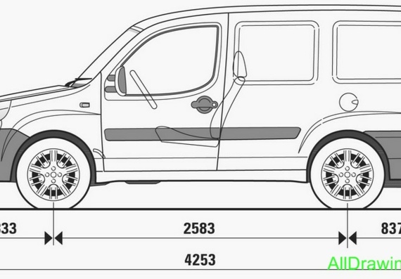Fiat Doblo Wagon (2007) (Fiat Doblo Universal (2007)) - drawings (drawings) of the car